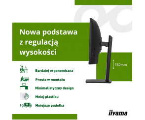 iiyama prezentuje nową ergonomiczną podstawę z regulacją wysokości i dąży do bardziej zrównoważonej logistyki