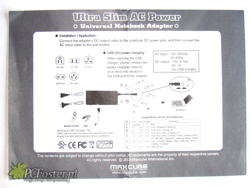 Maxcube 95W AC Power Slim