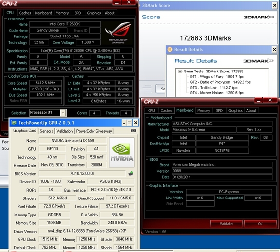 Asus GeForce GTX 580 DirectCU II @1519 MHz