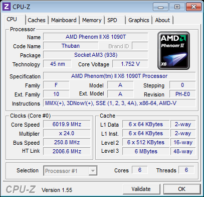 OC Phenoma II X6 1090T do 6.2GHz