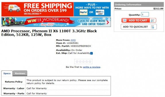 Phenom II X6 1100T Black Edition