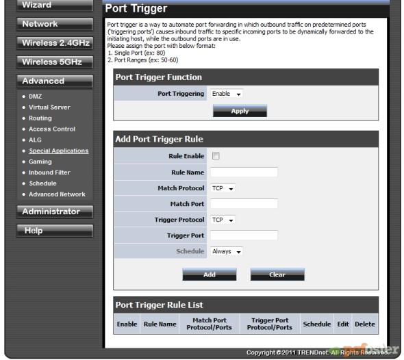 Trendnet - panel administracyjny