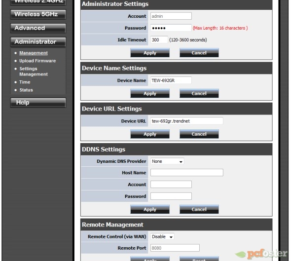 Trendnet - panel administracyjny