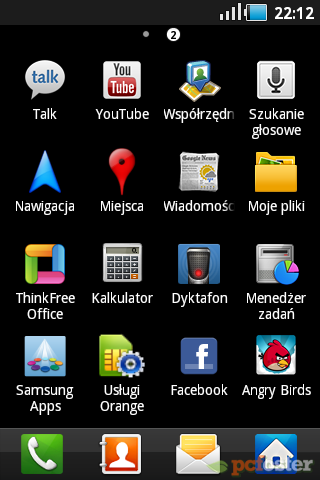 Samsung Galaxy Ace - menu